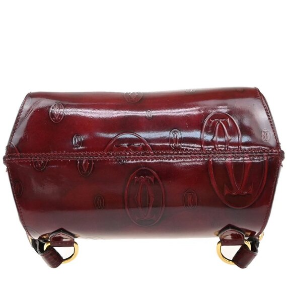 CARTIER Birthday Backpack Shoulder Bag Patent Leather Red GHW France 268-082525 - Picture 6 of 14